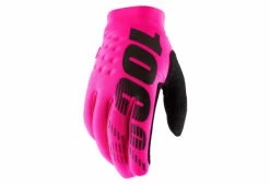 Gants Longs 100% Brisker Rose Fluo Bleu / Noir