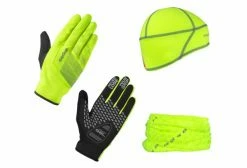 Pack Gants + Tour De Cou + Sous-Casque GripGrab Hi-Vis Cycling Essentials Jaune Fluo