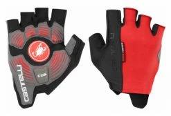 Paire De Gants Courts Castelli Rosso Corsa Espresso Rouge Noir Noir / Noir