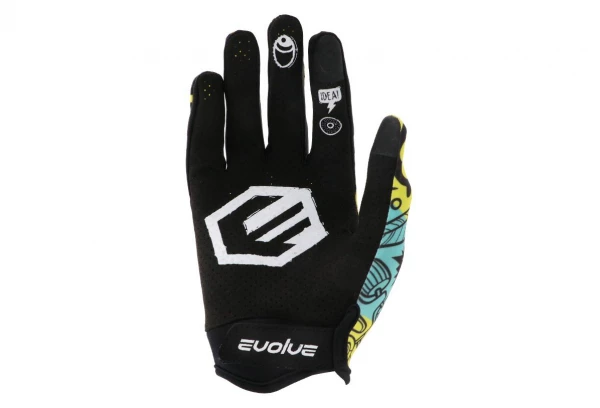 Gants Enfant Evolve Passion Bleu Turquoise / Jaune Noir / Blanc 2 Gants Enfant Evolve Passion Bleu Turquoise / Jaune Noir / Blanc – Image 2